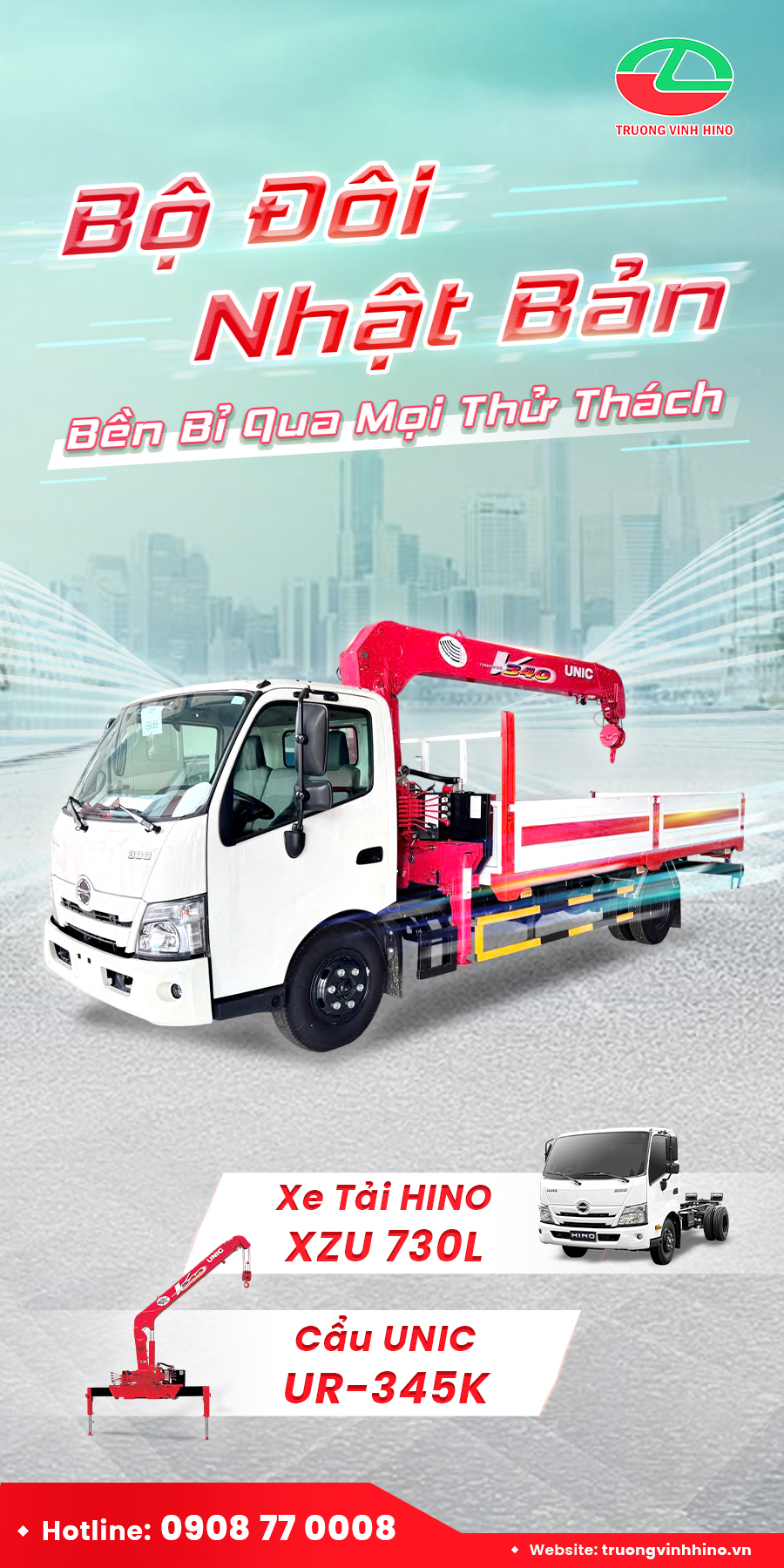  HINO XZU730L x UR345K – Xe Tải Cẩu Hiện Đại, Hiệu Suất Cao